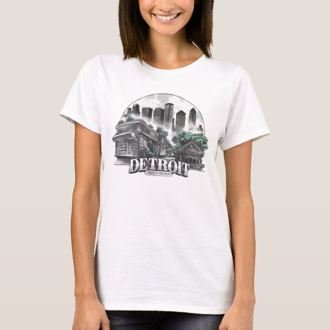 Detroit City Michigan USA T Shirt (Framsida)