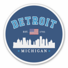 Detroit City Skyline Illustration – Motor City Klistermärken