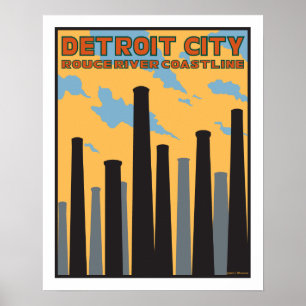 Detroit City Vintage affisch