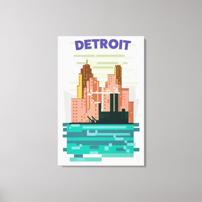 Detroit Citys siluett researrangemang. Canvastryck (Framsida)