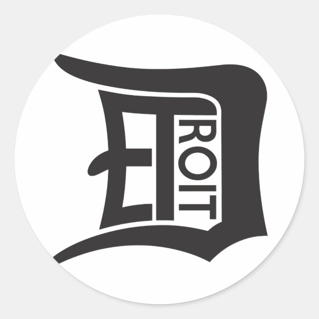 Detroit D Runt Klistermärke (Framsida)