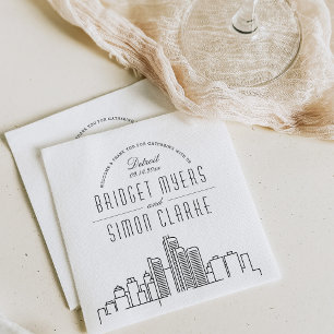 Detroit Deco Skyline Bröllop Event Napkins Pappersservett