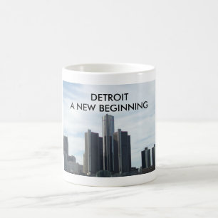 Detroit en ny vitmugg för början 11oz kaffemugg