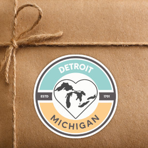 Detroit EST. 1701 Underbar Sjöar Circle Sticker Klistermärken