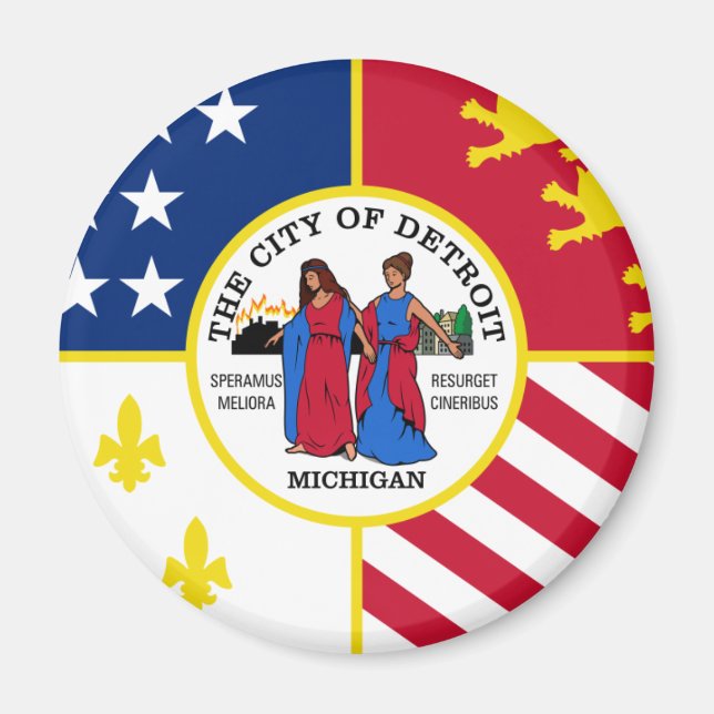 Detroit Flagga Magnet (Framsidan)