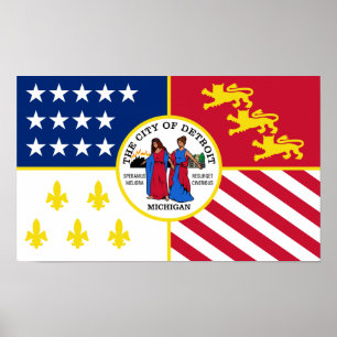 Detroit Flagga Poster