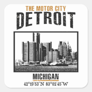 Detroit Fyrkantigt Klistermärke