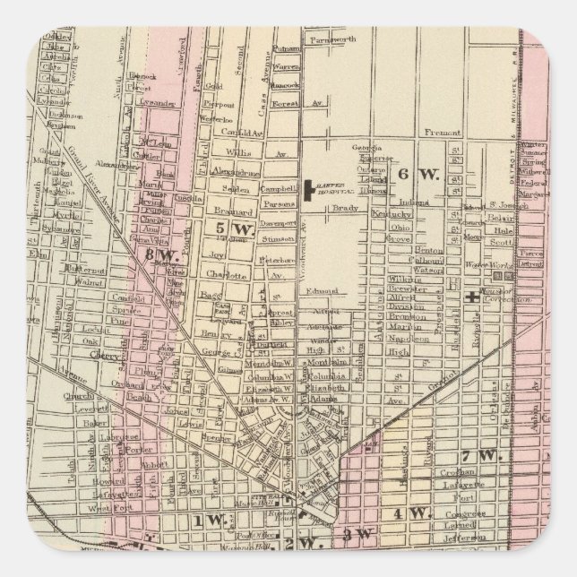 Detroit Fyrkantigt Klistermärke (Framsida)