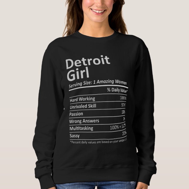 Detroit Girl Mi Michigan City Home Roots Usa T Shirt (Framsida)
