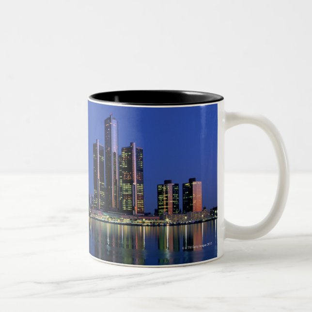 Detroit horisont på natten Två-Tonad mugg (Höger)