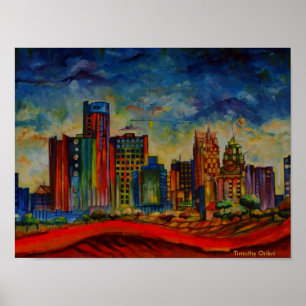 Detroit IV Cityscape - Kanvastryck Poster
