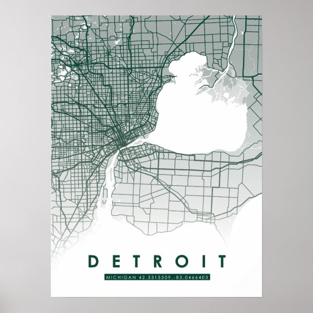 Detroit Karta Poster (Framsidan)