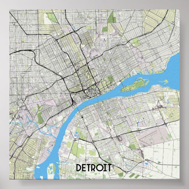 Detroit karta poster (Framsidan)