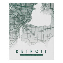 Detroit Karta Printart 12"x14"