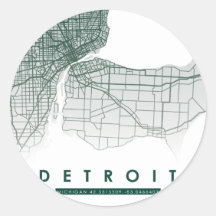 Detroit Karta Stickers