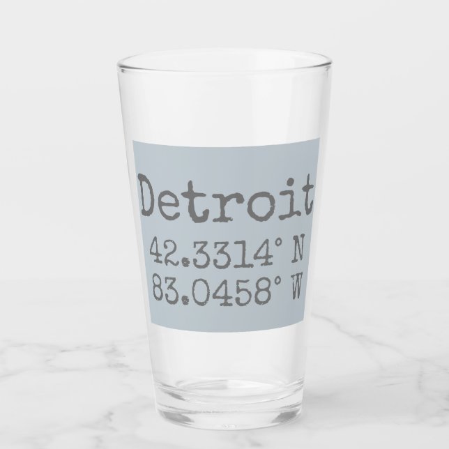 Detroit Latitude Longitud Glaskopp (Framsida)