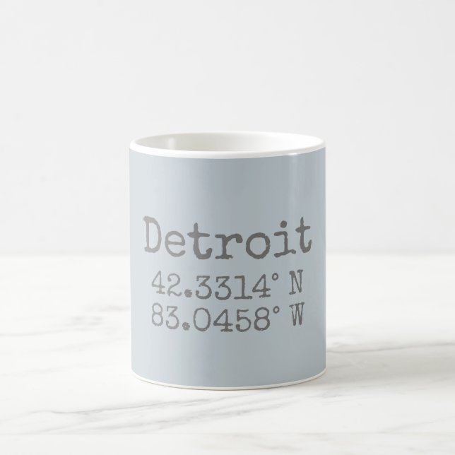 Detroit Latitude Longitud Kaffemugg (Center)