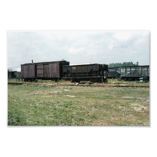 Detroit & Mackinac Boxcars Vintage Railroad Fototryck (Framsidan)