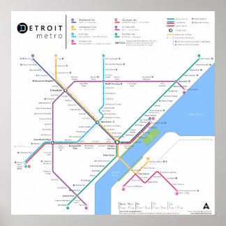 Detroit Metro Poster 24 tum x 24 tum (standard, ny