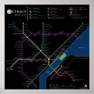 Detroit Metro Poster 32 tum x 32 tum (Mörk)