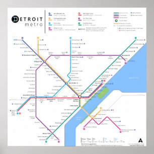 Detroit Metroaffisch 24" x 24" (standart, nytt) Poster