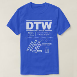 Detroit Metropolitan Wayne County Airport DTW T Shirt