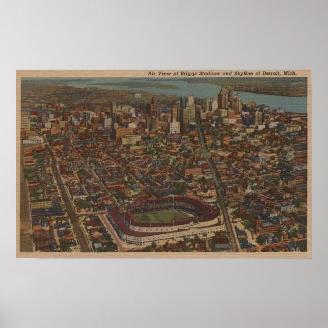 Detroit, MI - Flygbriggs Baseball Stadium Poster (Framsidan)