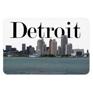 Detroit MI horisont med Detroit i himmlen Magnet