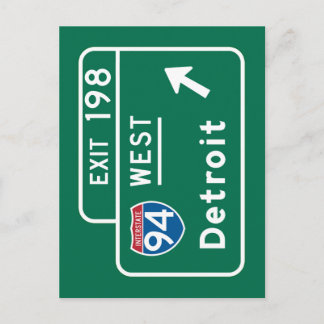 Detroit, MI Road Sign Vykort