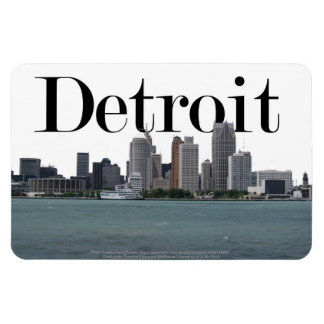 Detroit MI Skyline med Detroit i Himlar Magnet