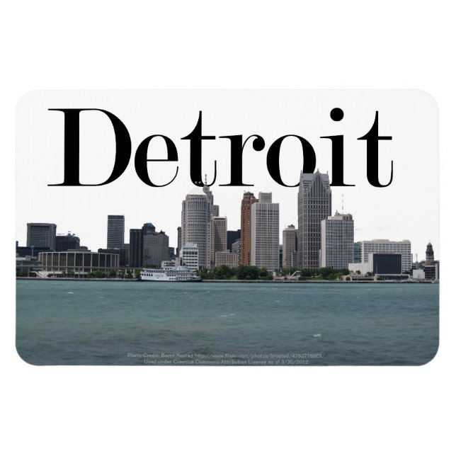 Detroit MI Skyline med Detroit i Himlar Magnet (Horisontell)