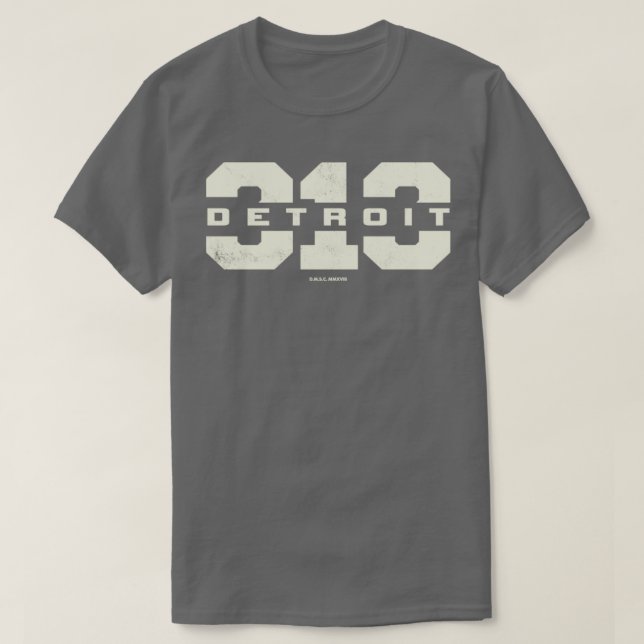 Detroit Michigan 313 Area Code T Shirt (Design framsida)