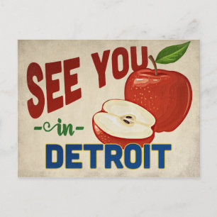 Detroit Michigan Apple - Vintage resor Vykort