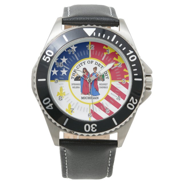 Detroit (Michigan) City flagga Watch Armbandsur (Framsida)
