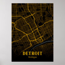 Detroit Michigan City Karta Guld American Cities K