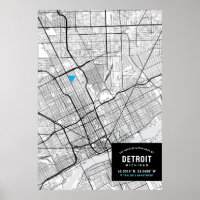 Detroit, Michigan City Karta + markera din plats