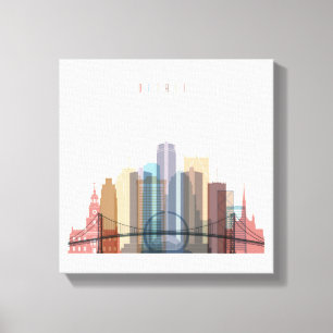 Detroit Michigan City Skyline Canvastryck