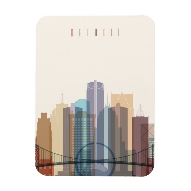 Detroit Michigan | City Skyline Magnet (Vertikal)
