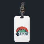 Detroit Michigan City Skyline Retro Cityscape Art Bagagebricka<br><div class="desc">Vintage- och reflexritorier med vackra skyliner,  attraktion och cityscape-konst. Coola skyscraper och byggnad silhuette illustrerar handelsvara för turister och resenärer. Perfekt som souvenir att ta med sig hem när man reser. Spara minnet av din resa och semester med familj och vänner. Bakgrunden till färg kan anpassas till färg.</div>
