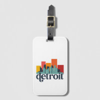 Detroit Michigan City Skyline Retro Cityscape Art