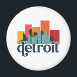 Detroit Michigan City Skyline Retro Cityscape Art Magnet<br><div class="desc">Vintage- och reflexritorier med vackra skyliner, attraktion och cityscape-konst. Coola skyscraper och byggnad silhuette illustrerar handelsvara för turister och resenärer. Perfekt som souvenir att ta med sig hem när man reser hela världen runt. Spara minnet av din resa och semester med familj och vänner. Bakgrunden till färg kan anpassas till...</div>