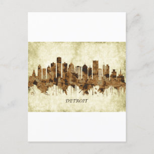 Detroit Michigan Cityscape Inbjudan Vykort