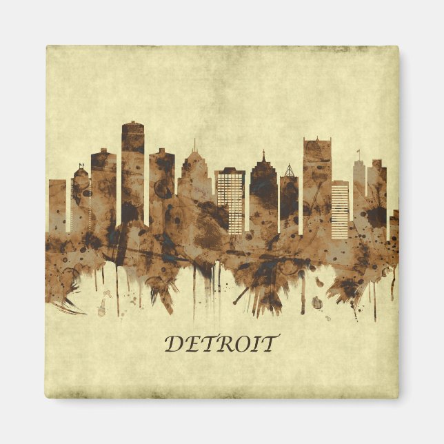 Detroit Michigan Cityscape Magnet (Framsidan)