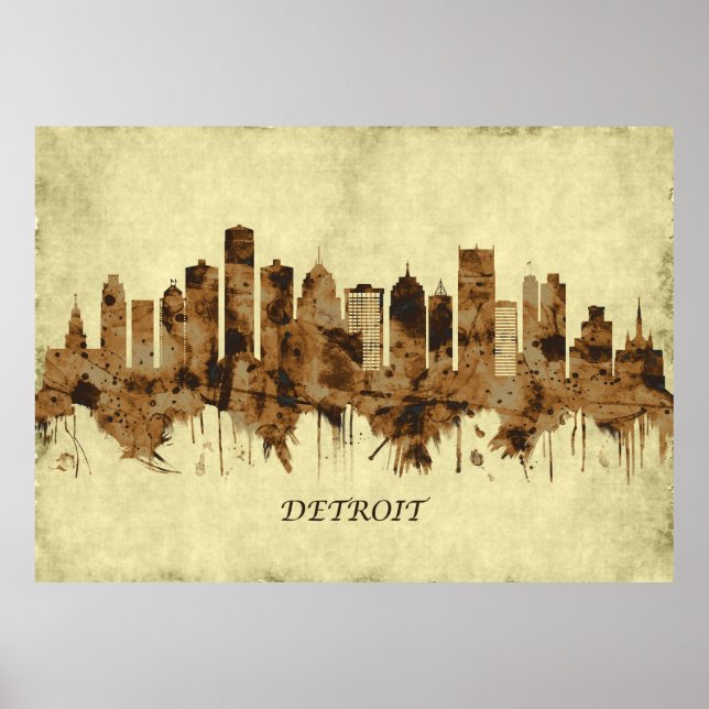 Detroit Michigan Cityscape Poster (Framsidan)