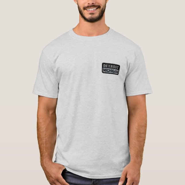 Detroit Michigan Embroiderade Patch T Shirt (Framsida)