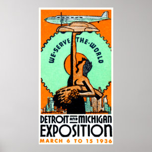 Detroit Michigan Expoaffisch 1936 Poster