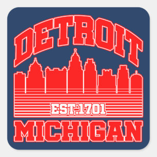 Detroit,Michigan Fyrkantigt Klistermärke