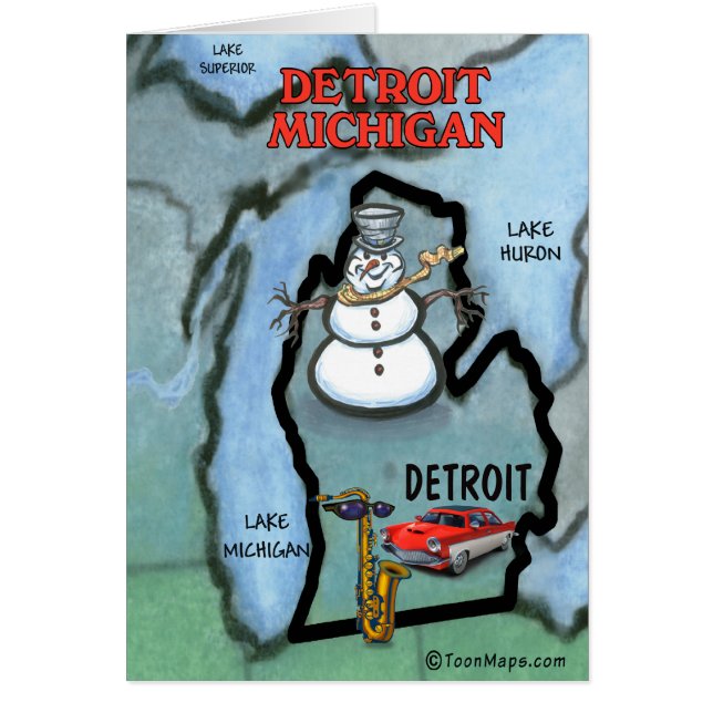 Detroit Michigan Hälsningskort (Framsidan)