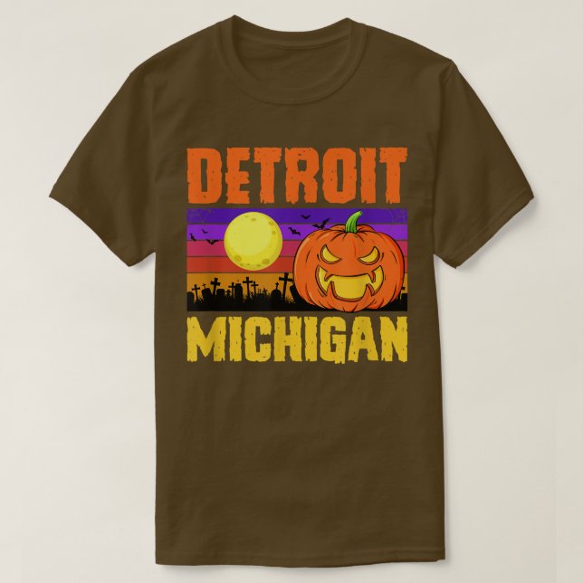 Detroit Michigan Happy halloween Party Local City T Shirt (Design framsida)