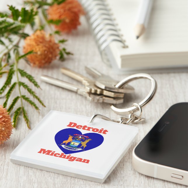 Detroit Michigan Heart Flagga (Högra Framsidan)